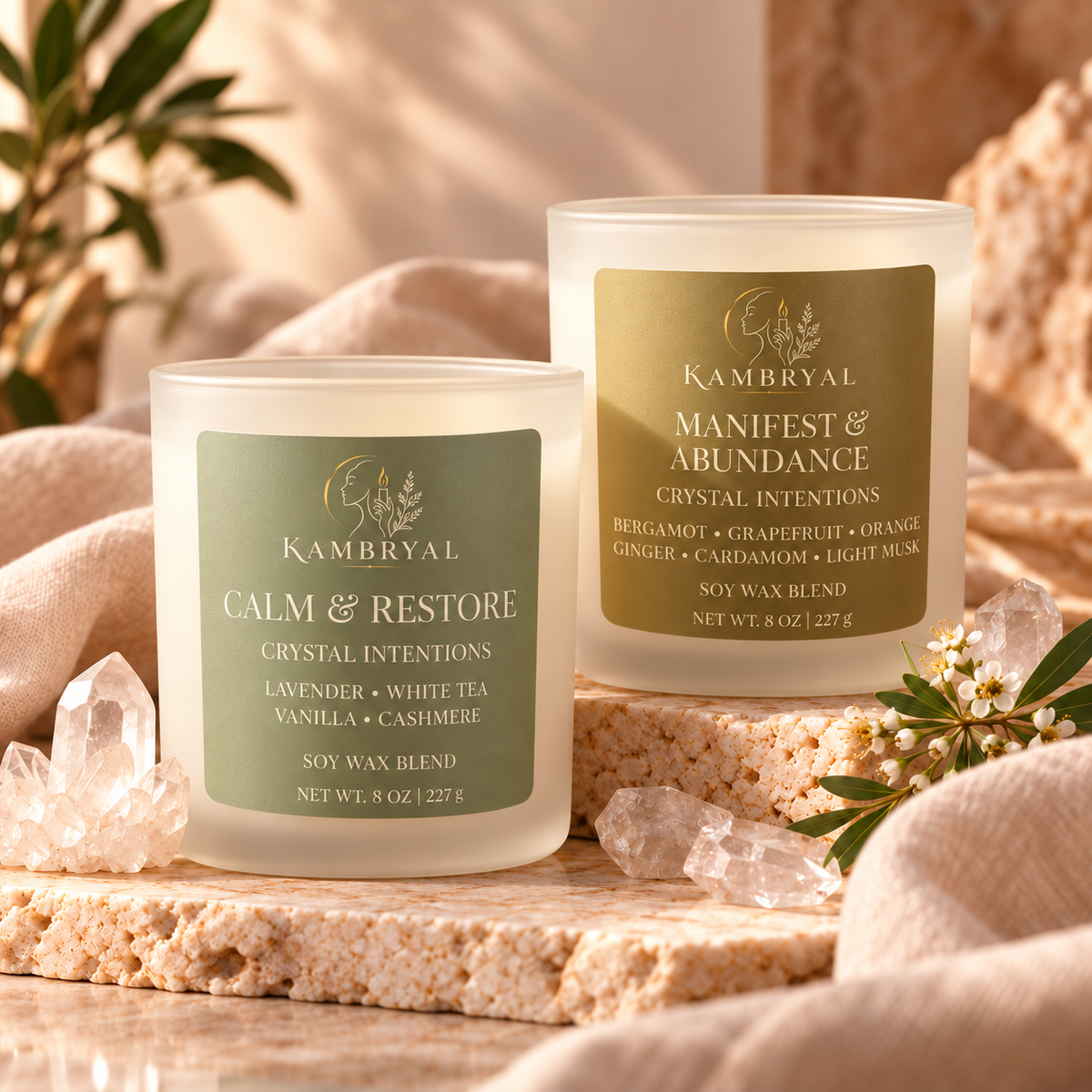 Crystal Intentions Candles | Intention & Crystal Infused | KAMBRYAL