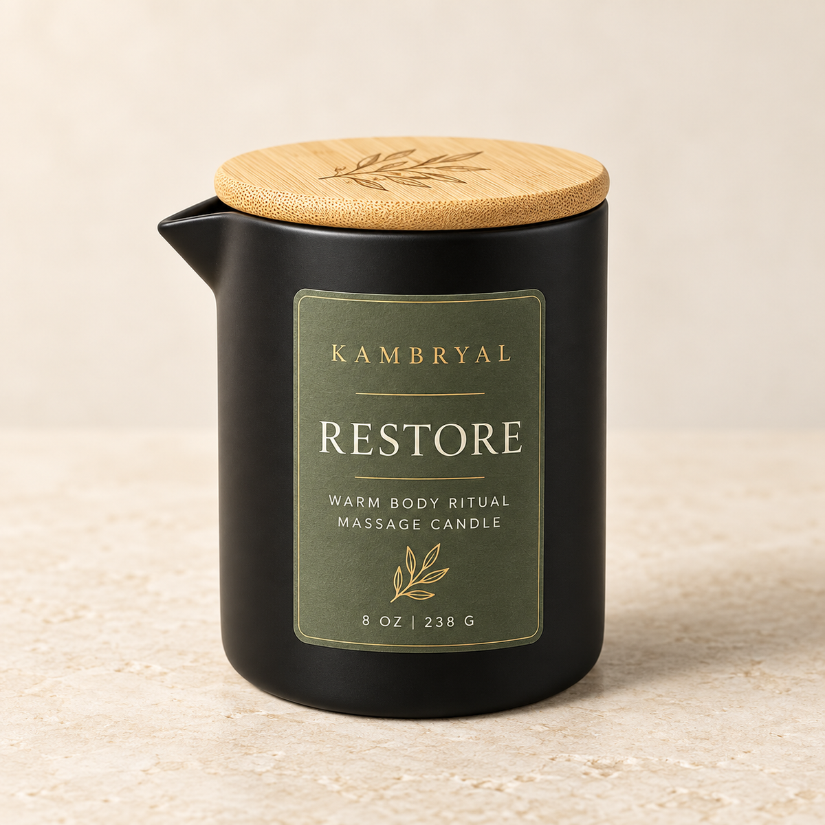 Restore Luxury Body Candle | Lavender & White Tea Luxury Massage Candle Kambryal