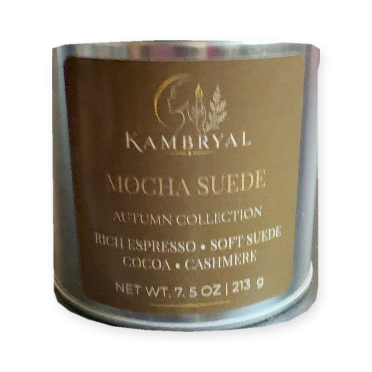 KAMBRYAL Mocha Suede Autumn Collection silver tin front